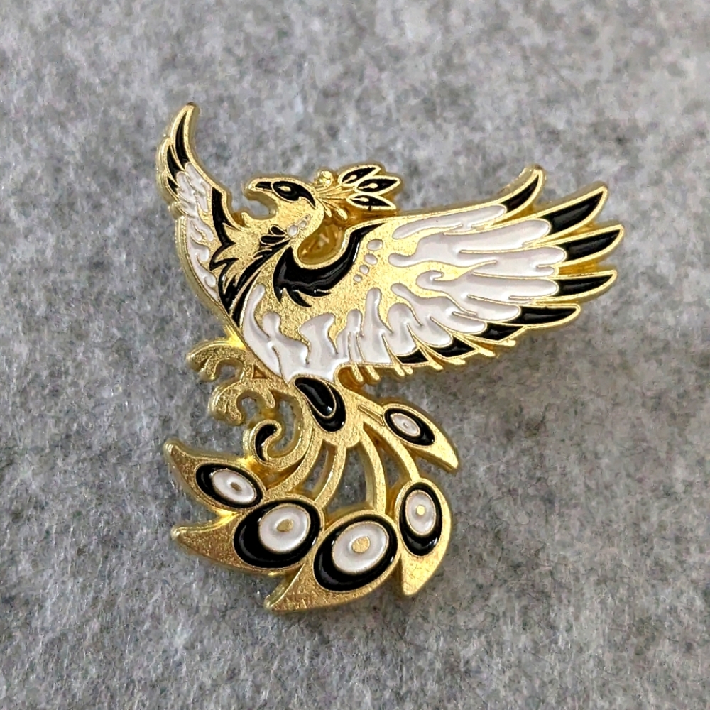 Phoenix Pin ❤️‍🔥Gold White and Black Lapel Brooch